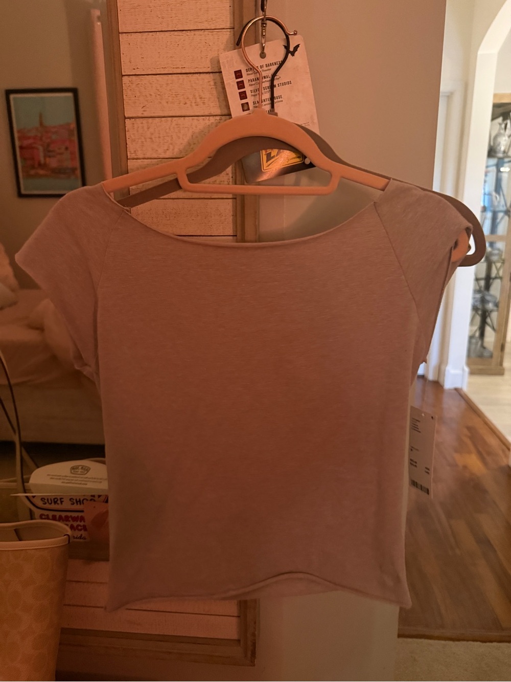 Urban Outfitters Light Mauve Short Sleeve Scoop Neck Top